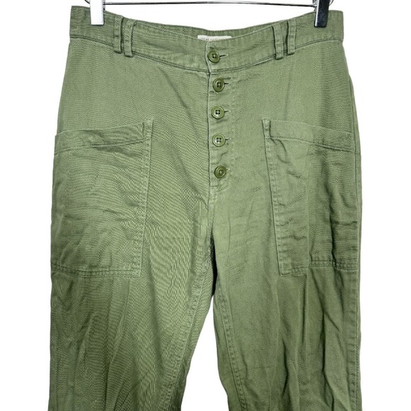 Urban Outfitters Lance Utility Trouser Pants 2 Green High Rise Button Front - Picture 4 of 8